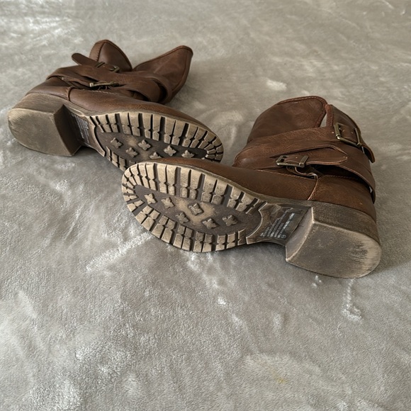 Y2K Maurice’s brown  leather fur ankle boots - Picture 2 of 6